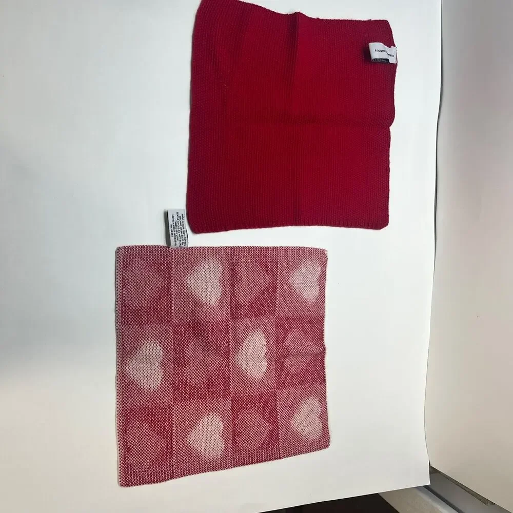 Cupcakes and Cashmere 100% Cotton 3 Wash Cloths Hearts‎ Red White Pink Valentine
